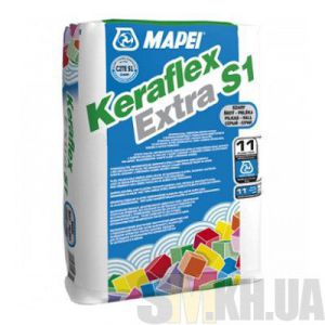 Клей для плитки Керафлекс Экстра C1/25 серый (Keraflex Extra S1/25) Mapei (25 кг)