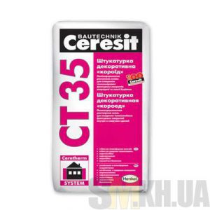 Декоративная штукатурка «Короед» Церезит СТ 35 (Ceresit CT 35) зерно 2,5 мм, белая (25 кг)