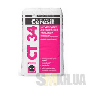 Декоративная штукатурка Церезит СТ 34 (Ceresit CT 34) гладкая (25 кг)