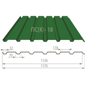 Профнастил ПС(К)-18 Pema (матполиестер)  0,45 мм Бельгия (м.кв)